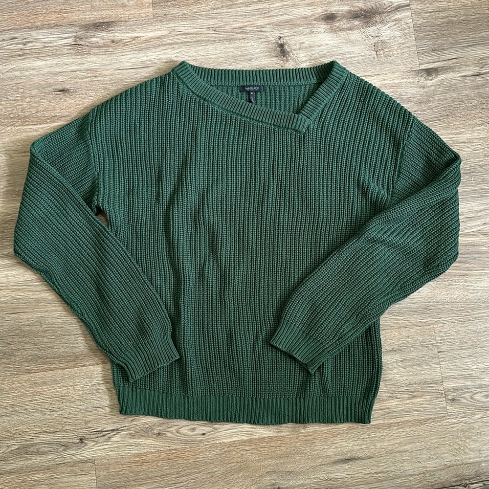 Asymmetric Neck Sweater in Hunter Green